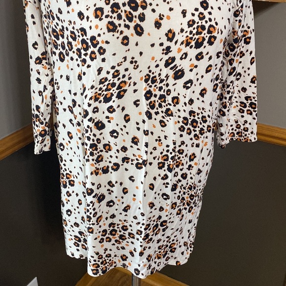 Chico’s cream, black & brown animal print tunic 3/4 sleeve top size  size XS - Picture 4 of 6